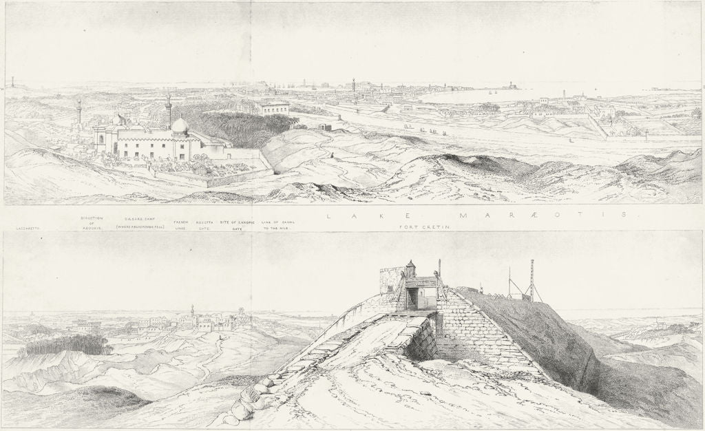 ALEXANDRIA. old. port Pharos lake 1851 antique vintage print picture